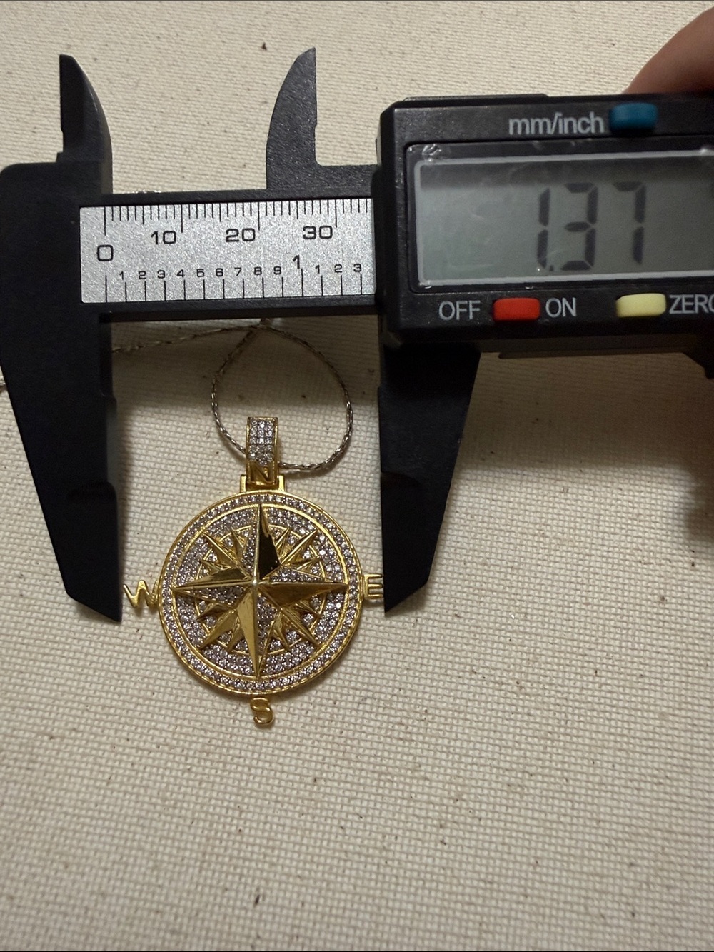 Sterling Silver 925 Gold Compass Pendant Necklace 17’ in - Picture 11 of 14